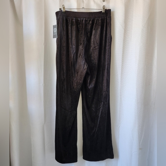 Vince Camuto Black Silver Metallic Pin Striped Wide Leg Straight Pants Size 14 - Picture 6 of 9